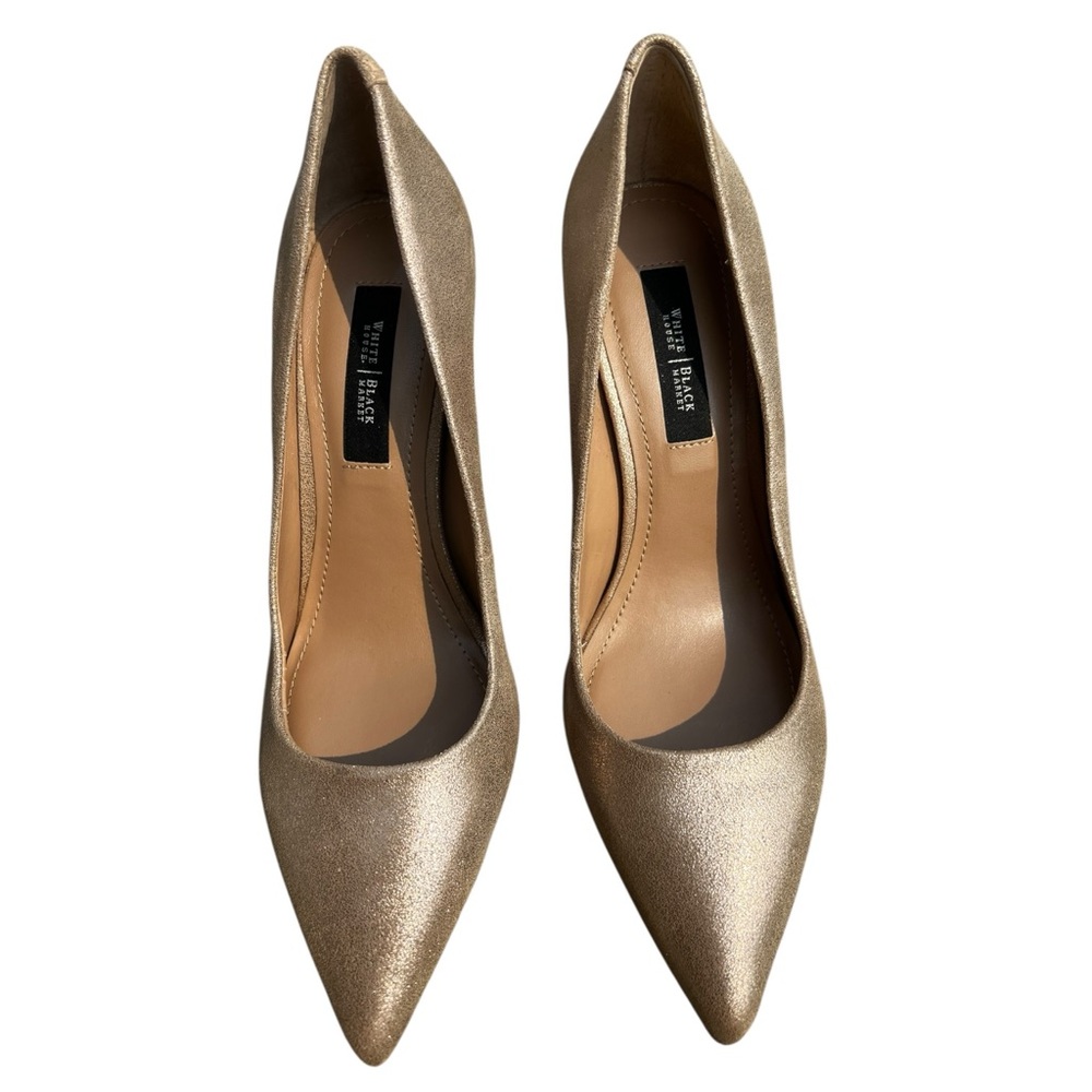NEW! White House Black Market Soft Shimmering Gold Heels - Picture 5 of 8